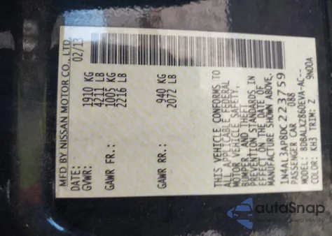 2013 Nissan Altima 2.5 Sl from USA, damaged, VIN 1N4AL3AP8DC223759